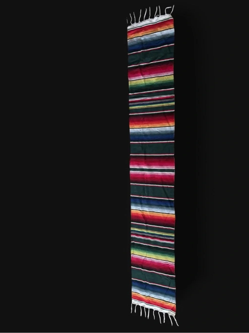 12 CT: Handwoven Multicolor Striped Runner - Vibrant Mexican Serape Style